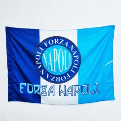 BANDIERA FORZA NAPOLI SCUDETTO CALCIO SQUADRA BLU BIANCO AZZURRO 90x140 CM
