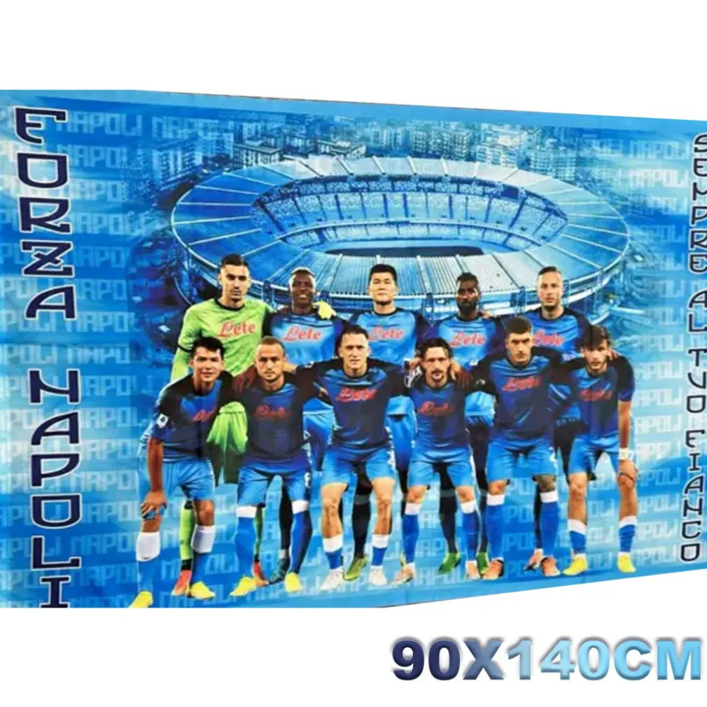 BANDIERA FORZA NAPOLI SQUADRA COMPLETA E STADIO SEMPRE AL TUO FIANCO 90x140CM