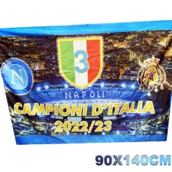 BANDIERA NAPOLI CAMPIONE D'ITALIA STADIO MARADONA CITTà SCUDETTO CALCIO 90x140CM