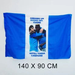 BANDIERA NAPOLI CAMPIONE D'ITALIA SOGNO NEL CUORE SCUDETTO CALCIO SQUADRA 90x140