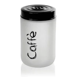 BARATTOLO CAFFÈ CONTENITORE VETRO SATINATO COPERCHIO NERO 660 ML 15X9CM 833274