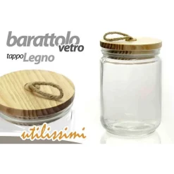 BARATTOLO CONTENITORE IN VETRO CON TAPPO IN LEGNO CLASSICO 11X21CM 1500ML 731044