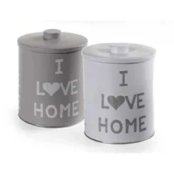 BARATTOLO CONTENITORE IN LATTA CUCINA TONDA ASSORTITI I LOVE HOME 14X18CM 710506