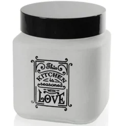 BARATTOLO CONTENITORE VETRO QUADRATO BIANCO MODERNO SATINATO 1000 ML 12CM 833502