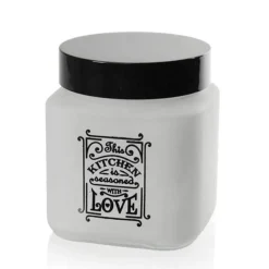 BARATTOLO CONTENITORE VETRO QUADRATO BIANCO MODERNO SATINATO 1000 ML 12CM 833502