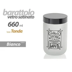 BARATTOLO CONTENITORE VETRO BIANCO LOVE MODERNO SATINATO TONDA 660ML 14X9CM 833458