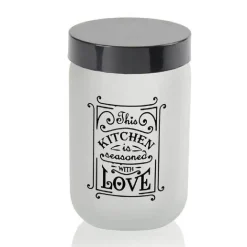 BARATTOLO CONTENITORE VETRO BIANCO LOVE MODERNO SATINATO TONDA 660ML 14X9CM 833458