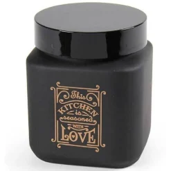 BARATTOLO CONTENITORE VETRO NERO QUADRATO MODERNO SATINATO 1000 ML 12CM 833410