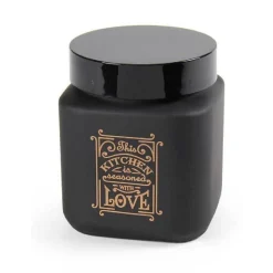 BARATTOLO CONTENITORE VETRO NERO QUADRATO MODERNO SATINATO 1000 ML 12CM 833410