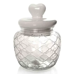 BARATTOLO IN VETRO CUORE TAPPO ERMETICO CERAMICA CONTENITORE CUCINA 1,5LT 742224