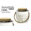 BARATTOLO VETRO MANIGLIA CORDA TAPPO IN SUGHERO 14.7X14CM DECORATO 1,5 LT 758386