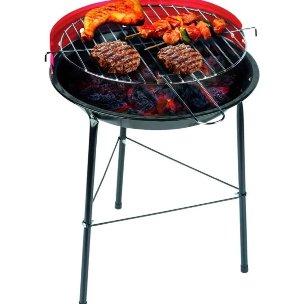 BARBECUE A CARBONE CARBONELLA BBQ GRILL IN METALLO CON PARAVENTO GRIGLIA ROTONDA