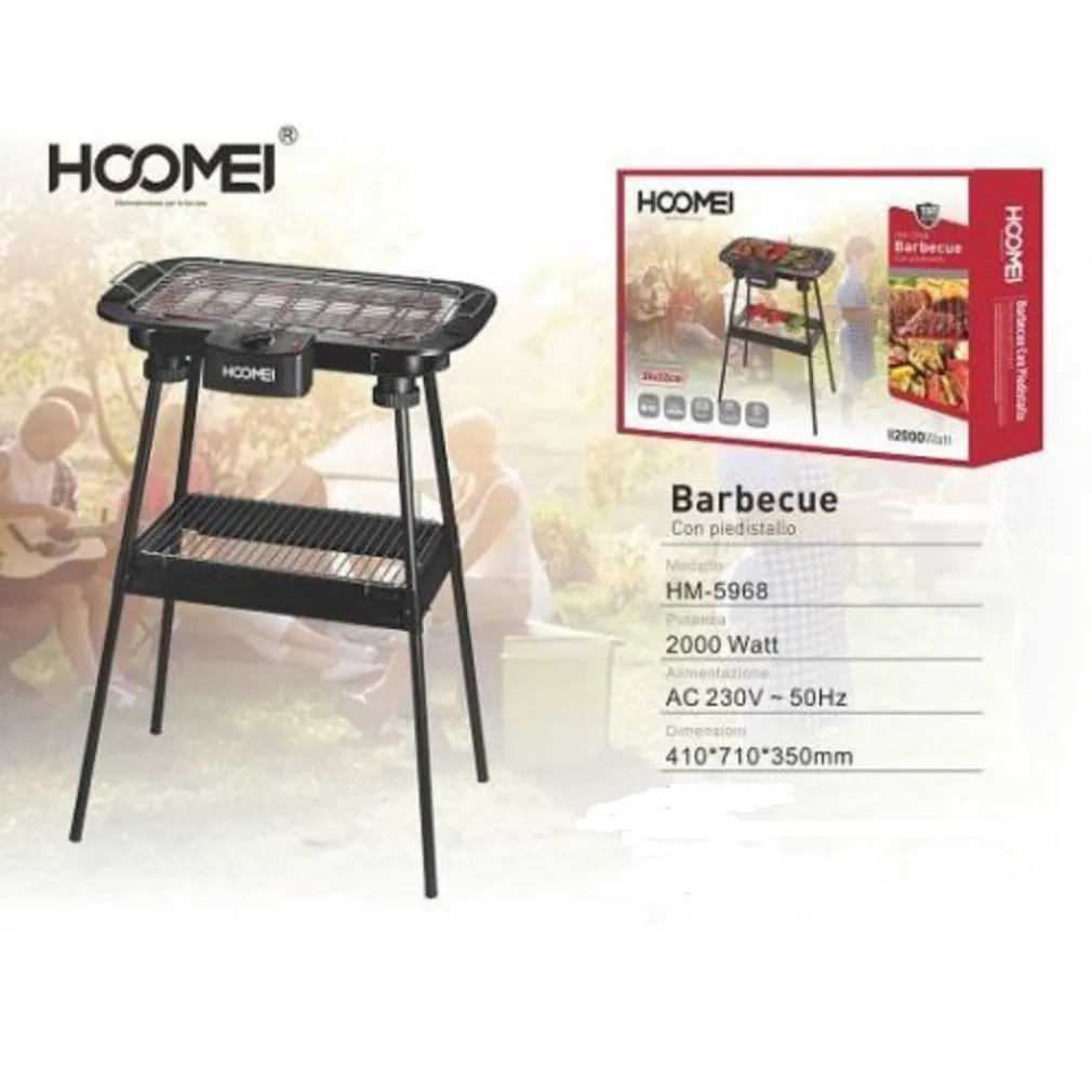 BARBECUE ELETTRICO BBQ SUPPORTO GRIGLIA ELETTRICA BISTECCHIERA DA TAVOLO 2000W