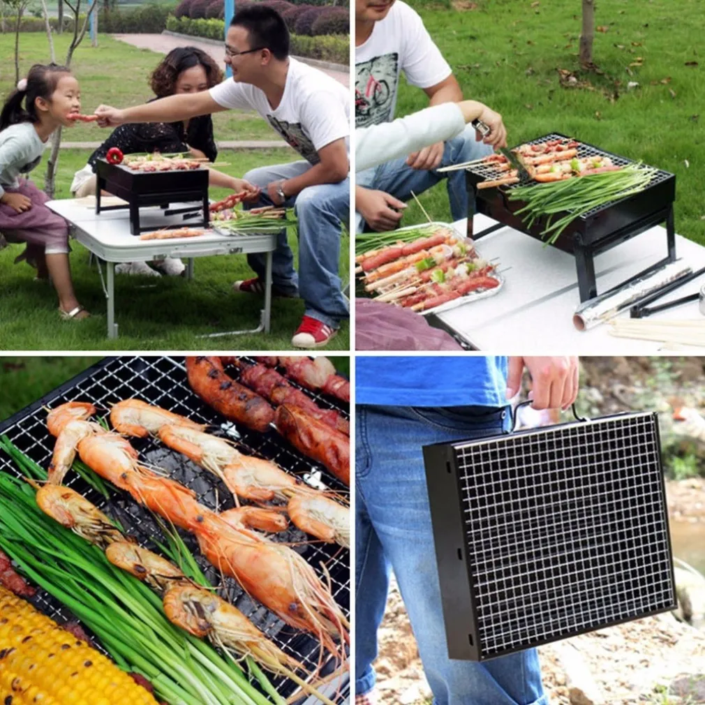 BARBECUE PORTATILE A CARBONELLA PER GRIGLIATE CARNE PESCE VERDURE 20X35X27 CM