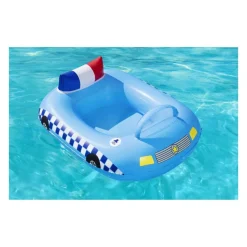 BARCHETTA AUTO DELLA POLIZIA AZZURRO CON ALTOPARLANTE INCORPORATO 97X74CM 34153