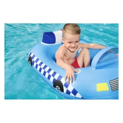 BARCHETTA AUTO DELLA POLIZIA AZZURRO CON ALTOPARLANTE INCORPORATO 97X74CM 34153