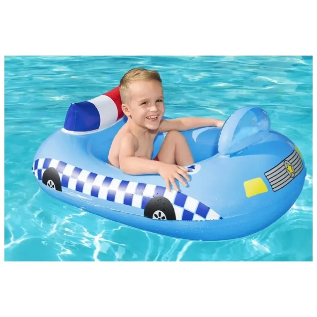 BARCHETTA AUTO DELLA POLIZIA AZZURRO CON ALTOPARLANTE INCORPORATO 97X74CM 34153