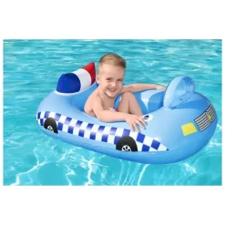 BARCHETTA AUTO DELLA POLIZIA AZZURRO CON ALTOPARLANTE INCORPORATO 97X74CM 34153