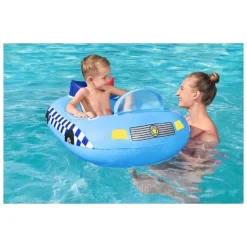 BARCHETTA AUTO DELLA POLIZIA AZZURRO CON ALTOPARLANTE INCORPORATO 97X74CM 34153