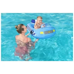 BARCHETTA AUTO DELLA POLIZIA AZZURRO CON ALTOPARLANTE INCORPORATO 97X74CM 34153