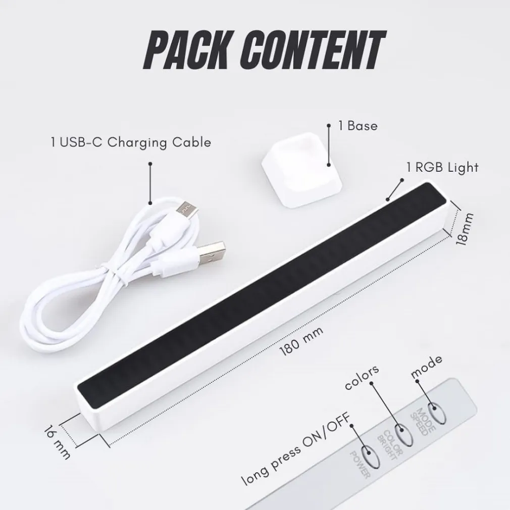 BARRA LUMINOSA LUCI LED RGB 32 STRISCE LED CON 18 COLORE SALA GIOCHI PC TV AUTO