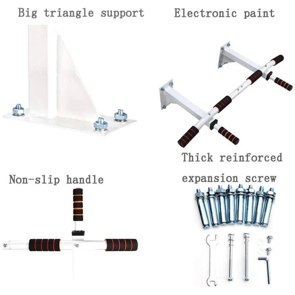 BARRA ORIZZONTALE DA PARETE ATTREZZATURA SPORTIVA PER TRAZIONI GRIP PULL UP CHIN