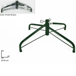 BASE PER ALBERO DI NATALE A CROCE IN METALLO 40CM RICHIUDIBILE PIEGHEVOLE VERDE