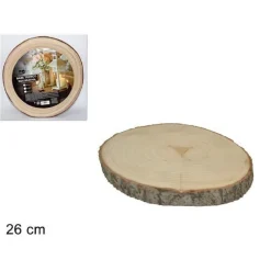 BASE TRONCO LEGNO NATURALE DECORATIVA DISCO PER ORNAMENTO DIAMETRO 26 CM ROTONDO