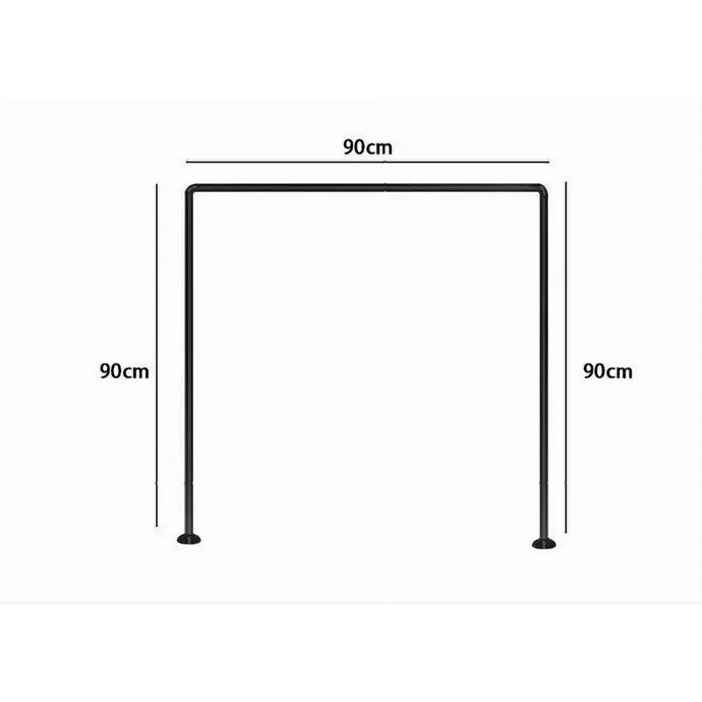 BASTONE ASTA PER TENDA DOCCIA BARRA A U TRE LATI ANGOLARE NERA 90X90X90 CM 87234