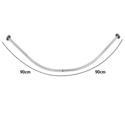 BASTONE ASTA PER TENDA DOCCIA BARRA CURVA ANGOLARE CROMATA 90 X 90CM BAGNO 59802
