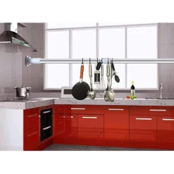 BASTONE PER TENDA DOCCIA ASTA REGOLABILE PALO TELESCOPICO IN ACCIAIO 50-80 CM CON 3 GANCI