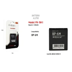 BATTERIA DI RICAMBIO COMPATIBILE CON BP-6M 1100MAH LITIO CELLULARE MAXTECH PA-T041