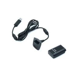 Batteria e cavo di ricarica per Controller Xbox 360 nero kit 4800mha