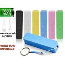 BATTERIA ESTERNA 2600 mAh POWERBANK CARICATORE PER SMARTPHONE TABLET UNIVERSALE