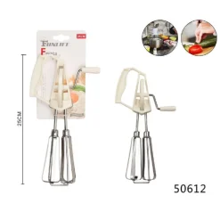 BATTI UOVA MANUALE FRUSTA SBATTITORE DOPPIA SBATTIUOVA DOLCI UTENSILE 25CM 50612