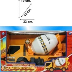 BETONIERA BOX CAMION 19x33x14 CM CANTIERE COSTRUZIONI RUOTA GIOCO BAMBINI BIMBO