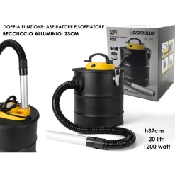 BIDONE ASPIRATUTTO CENERE PROFESSIONALE ASPIRAPOLVERE LIQUIDI SOFFIATORE 2IN1 20LT 1200W