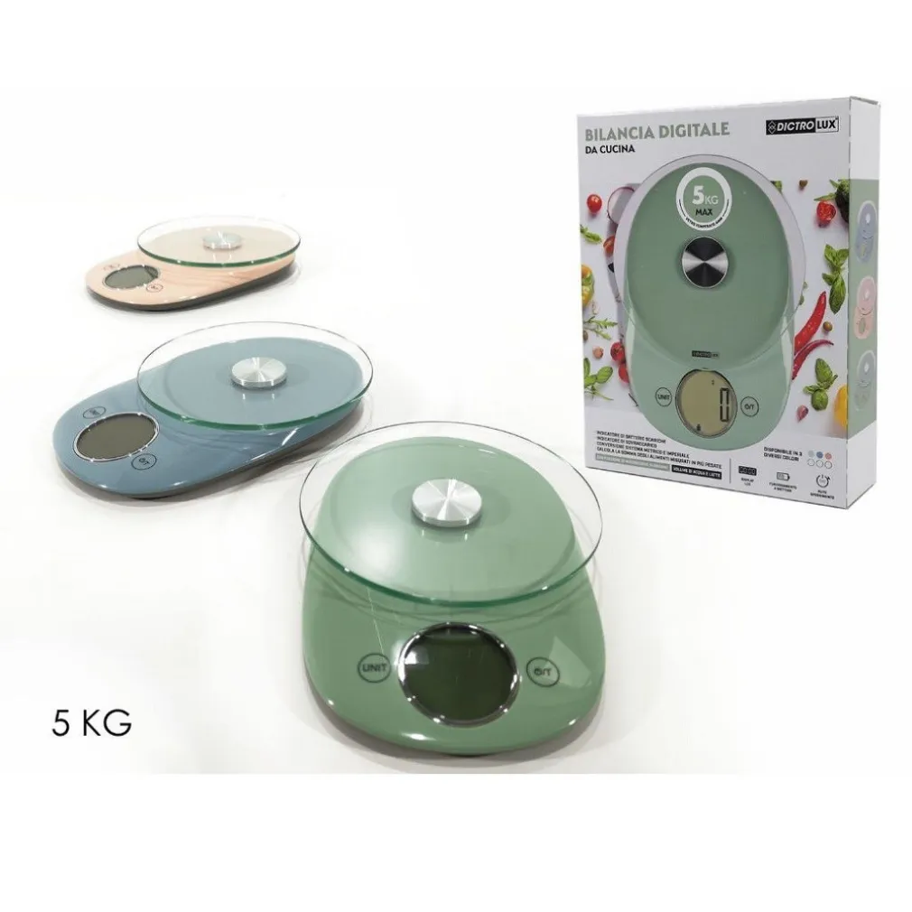 BILANCIA CUCINA DIGITALE FINO A 5KG DISPLAY LCD AUTOSPEGNIMENTO 3 COLORI 690225
