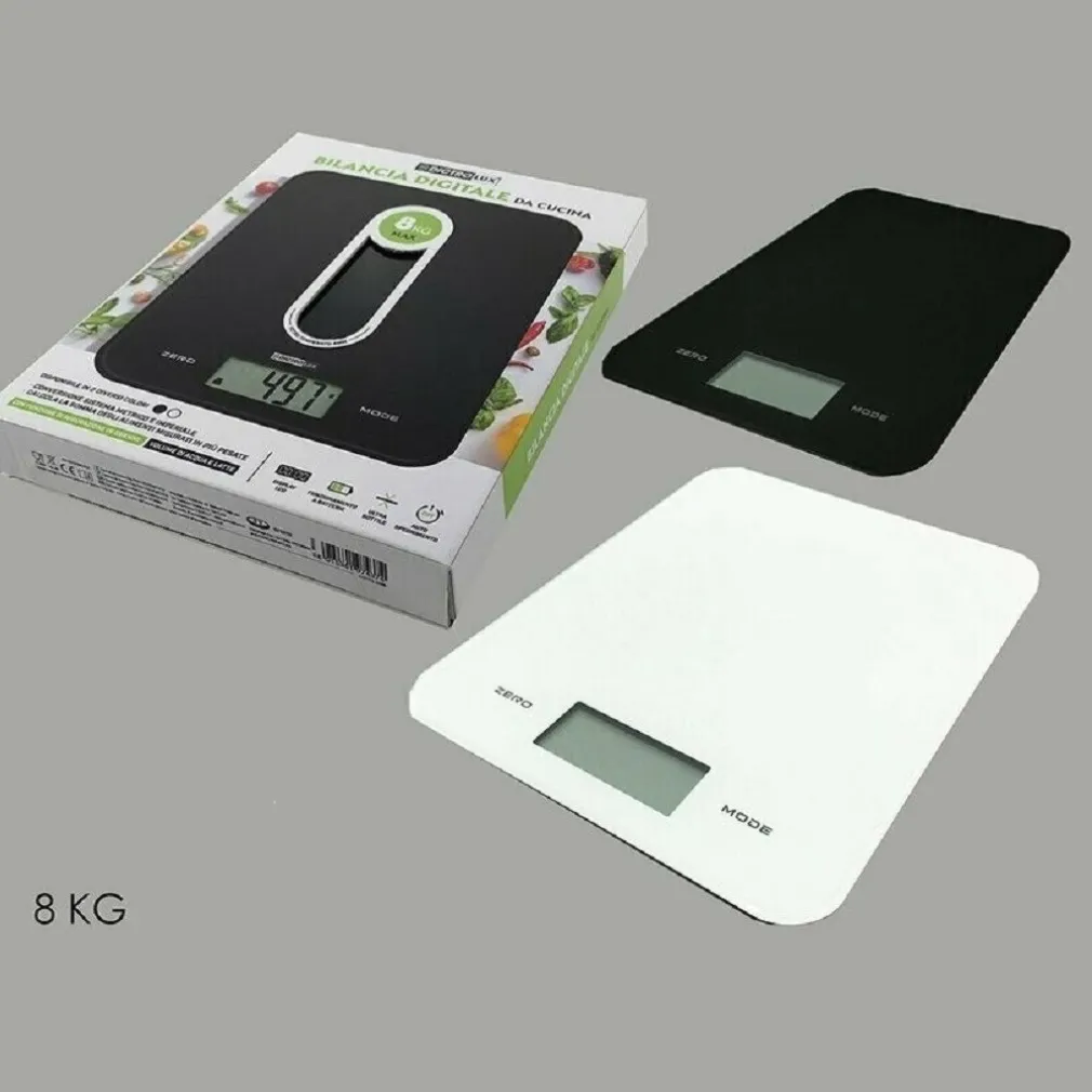 BILANCIA DIGITALE DA CUCINA A BATTERIA 8KG DISPLAY LCD LUMINOSO 2 COLORI 580002