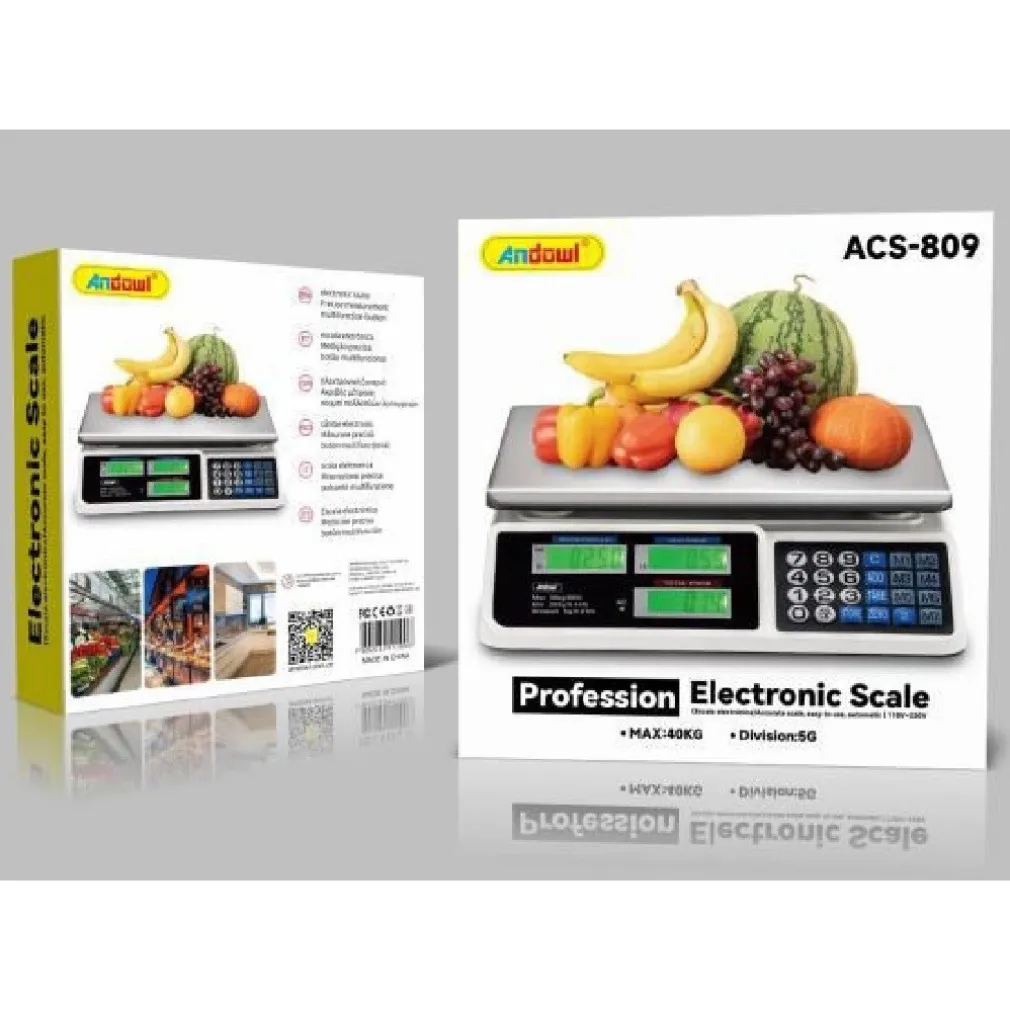 BILANCIA DIGITALE ELETTRONICA PROFESSIONALE DA CUCINA PORTATA MAX. 40KG ACS-809