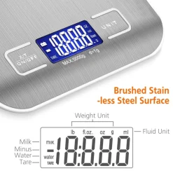 BILANCIA ELETTRONICA DIGITALE DA CUCINA DIGITALE IN ACCIAIO INOSSIDABILE MAX 5KG