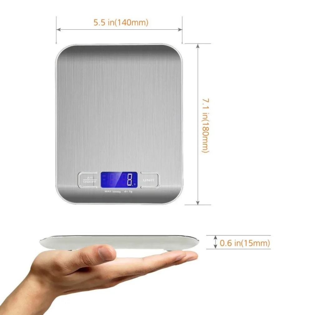 BILANCIA ELETTRONICA DIGITALE DA CUCINA DIGITALE IN ACCIAIO INOSSIDABILE MAX 5KG