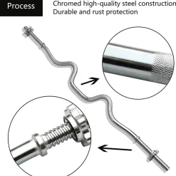 BILANCIERE CURL CURVO ONDULATO 120CM CON FERMA DISCHI PER SOLLEVAMENTO PESI