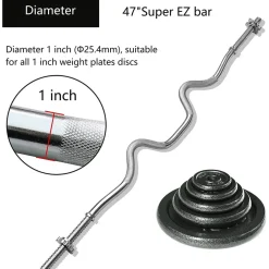 BILANCIERE CURL CURVO ONDULATO 120CM CON FERMA DISCHI PER SOLLEVAMENTO PESI