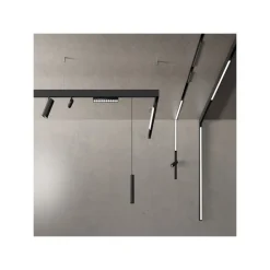 BINARIO LINEARE DA INCASSO ALLUMINIO NERO PER TRACK LIGHTS MAGNETICHE DC48V 2MT GF-201-2M