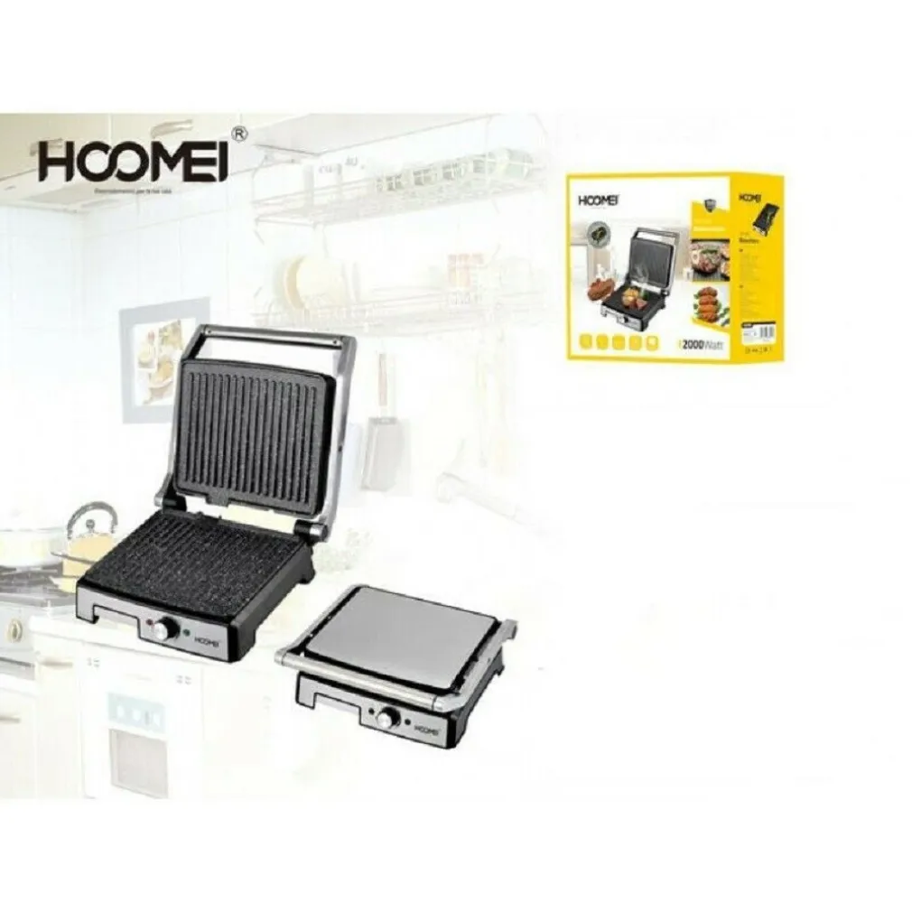 BISTECCHIERA ELETTRICA PIASTRA 2000W ANTIADERENTE PER PANINI CARNE PESCE GRILL