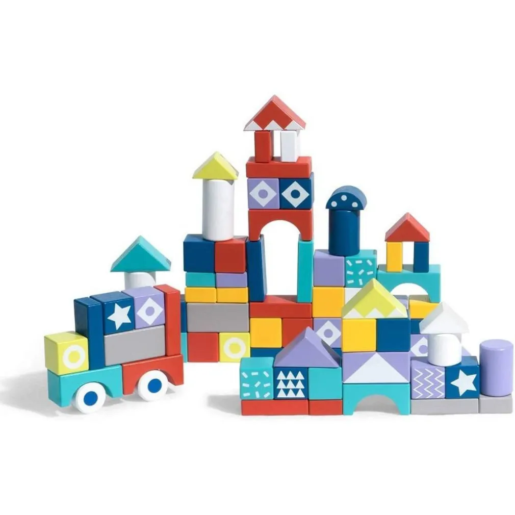BLOCCHI COLORATI IN LEGNO COSTRUZIONI BUILDING BLOCKS PER BAMBINI 3+ ANNI