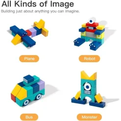 BLOCCHI COLORATI IN LEGNO COSTRUZIONI BUILDING BLOCKS PER BAMBINI 3+ ANNI