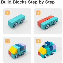 BLOCCHI COLORATI IN LEGNO COSTRUZIONI BUILDING BLOCKS PER BAMBINI 3+ ANNI