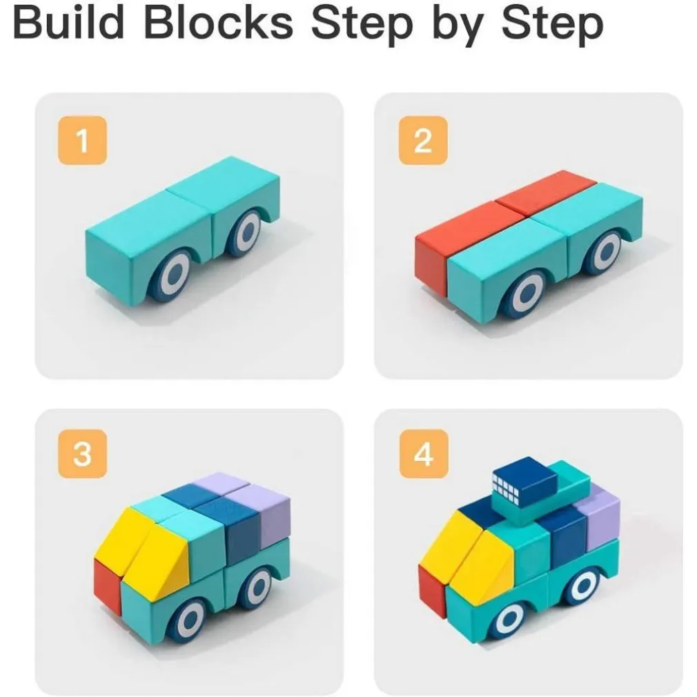 BLOCCHI COLORATI IN LEGNO COSTRUZIONI BUILDING BLOCKS PER BAMBINI 3+ ANNI